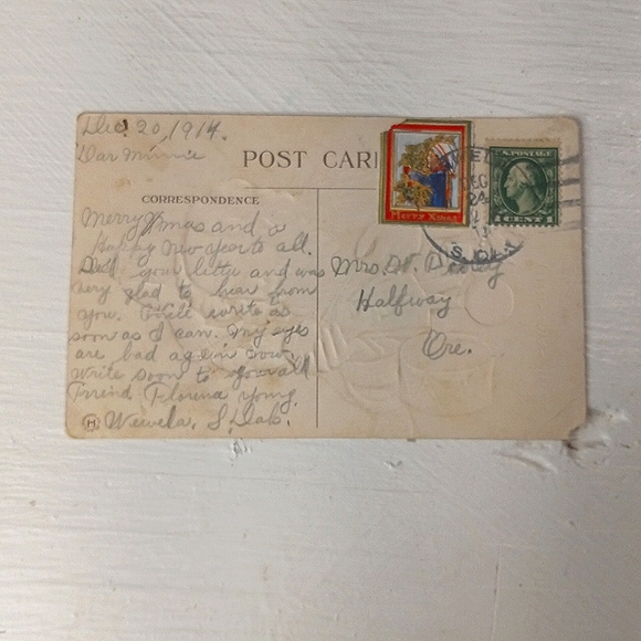 ANTIQUE CHRISTMAS Postcard Santa Claus 1914 - Picture 2 of 4